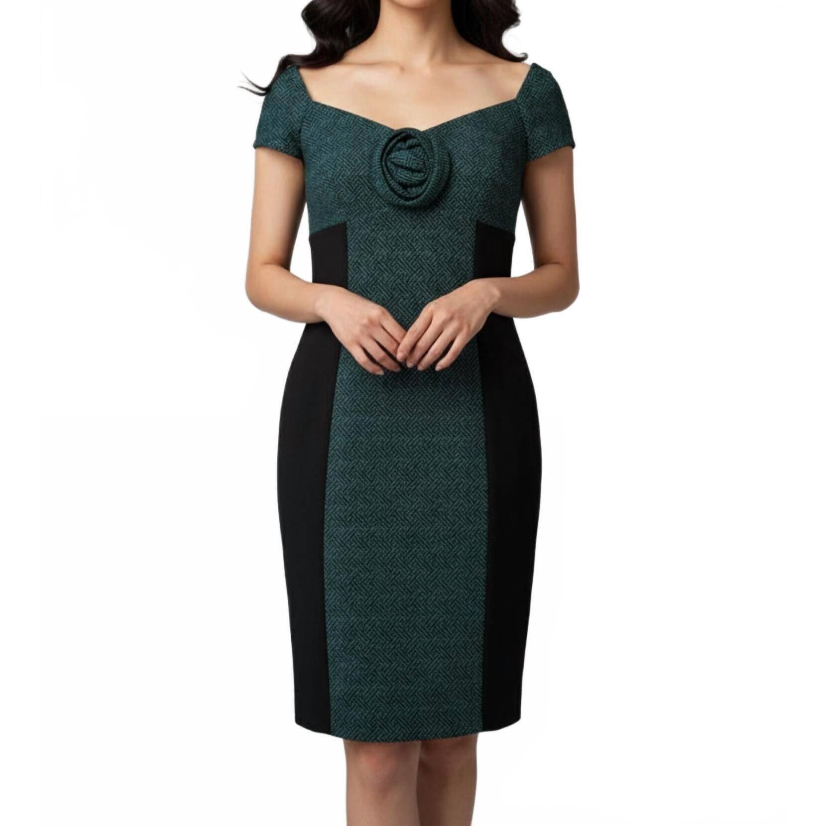 New Nue By Shani Built In Shapewear Dress In Teal